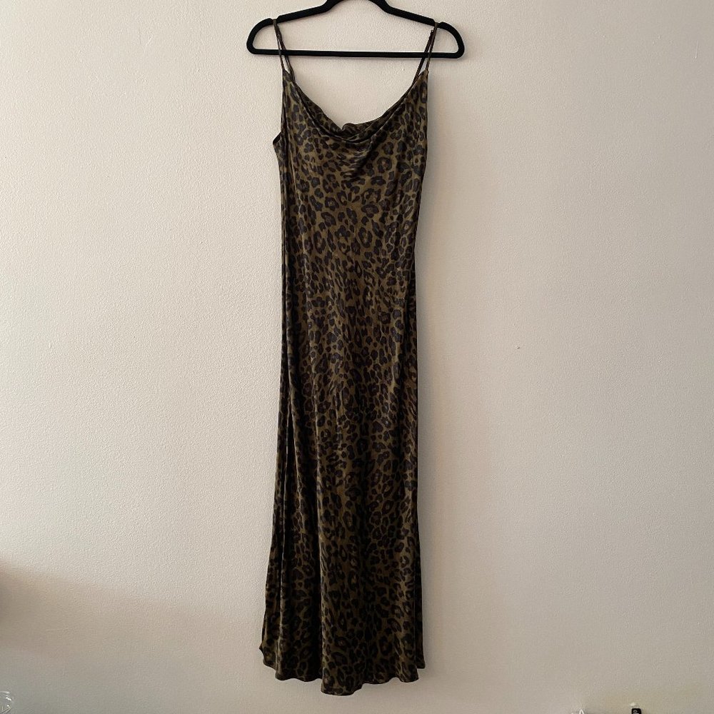 Zara Women's Midi Slip Dress Leopard Animal Print Size M